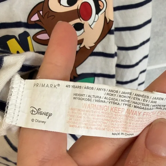 Disney Chip 'n Dale Kids Striped Shirt - Size 4-5yrs - Picture 6 of 7